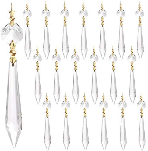 Belle Vous Klar Istapp Kristallkronahängen (20 Pack) - 11.5cm – Hängdekorationspärlor för Kristallkrona, Prismor, Gör-det-själv Solffångardelar, Bröllop/Julfester & Kransar