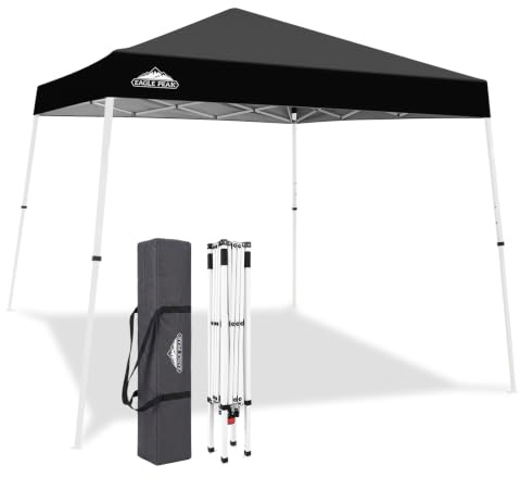 EAGLE PEAK 3x3m Veranstaltungszelt Schräg Beine Pop-up Pavillon im Freien, UV-Schutz 50+ Wasserdicht Faltbar Faltpavillon für Camping Garten Party (Schwarz)