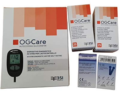 Kit OGCare glicemia: Glucometro, 60 strisce, 50 lancette
