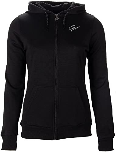 Gorilla Wear Pixley Zipped Hoodie - schwarz - leicht funktionell Oberteil Pullover mit Logo Reissverschluss zum Sport Alltag Freizeit Workout Training bequem atmungsaktiv aus Baumwolle Polyester
