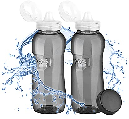 Kavodrink 2 x Tritan Trinkflasche 0,5L + Sportdeckel Wasserflasche schwarz Sportflasche BPA frei Flasche 500ml