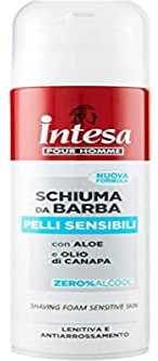 INTESA POUR HOMME | Schiuma da Barba, Pelli Sensibili, con Aloe e Olio di Canapa, 3x300 ml