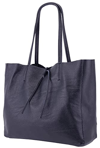SH Leder ® Damen Echt Rindleder Shopper in Querformat mit Innentasche in vielen Farben Schultertasche Henkeltasche 30x37cm Maja G514