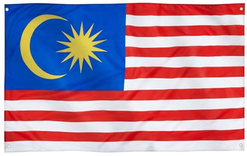 Runesol Malaysia Flag 91x152cm, 3ft x 5ft With 4 Grommets, Eyelet in Every Corner - Stripes of Glory, Federation of Malaya Premium for Federal Territory Day