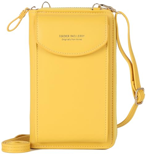 RRANCharltu Crossbody Tasche Handytasche Brieftasche Damen Umhängetasche Geldbörse (Gelb)