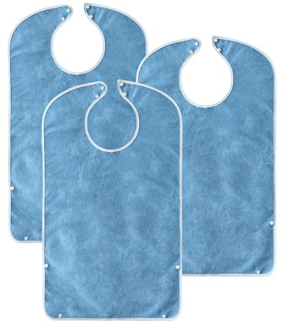 Azonelife Lätzchen für Erwachsene, wasserdicht, mit herausnehmbarem Krümelfänger, 3 Lätzchen für ältere und wiederverwendbare waschbare Mahlzeiten, Lätzchen für ältere Männer, Frauen, Erwachsene,