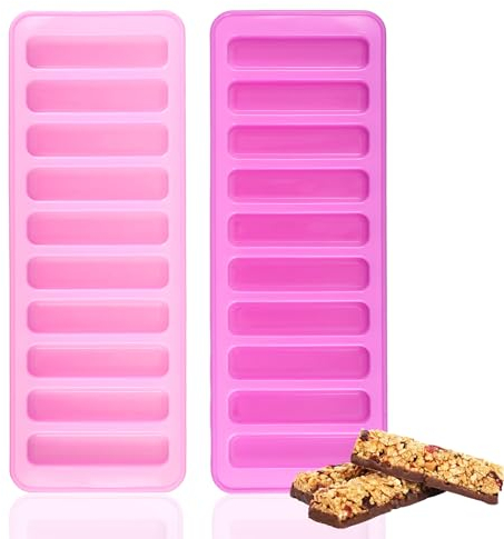 EUIOOVM Molde Para Hornear Barritas De Muesli 2 Piezas Molde Para Barritas Silicona 10 Cavidades Moldes Antiadherentes Molde Para Hornear Barritas EnergéTicas Molde Para Chocolate