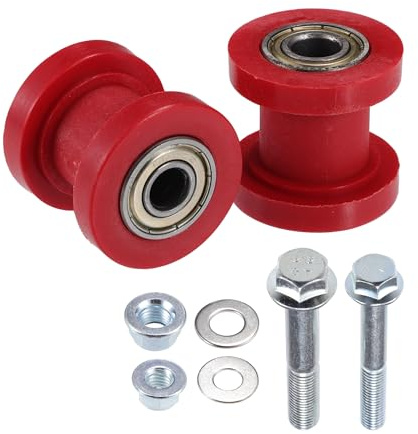 Hihaha Tendicatena A Rulli Rosso Set Da 2 Pezzi Per Moto | 8mm, 10mm, 34x35mm, M8x1.25, M10x1.25, Per Go-Kart, Per ATV, Per XR125, Per SSRC, Per RF50, Per KLX110, Per Pit Bike