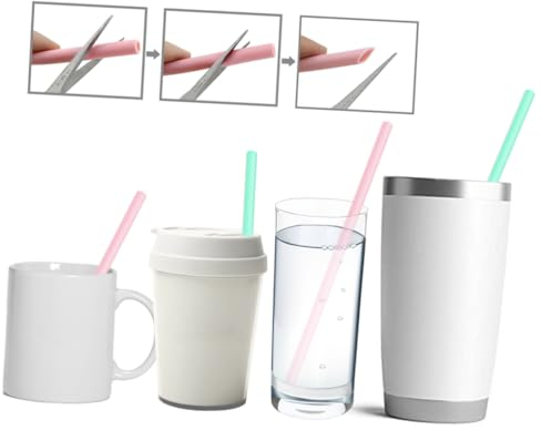 Mikinona Silikonstrohhalme Wiederverwendbar Tragbar für Unterwegs für Smoothies Milchtee und Andere Getränke Täglicher Gebrauch zu Hause Büro