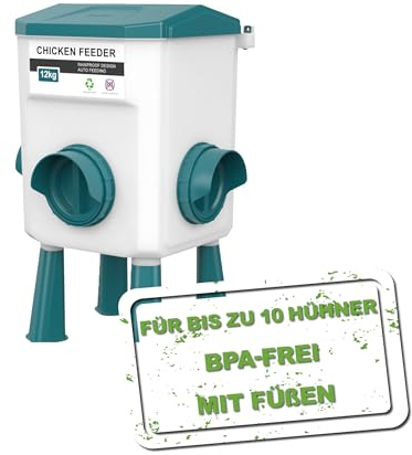 MeineHennen Hühner Futterautomat 7 kg mit Füßen | BPA-freier Futterspender für Hühner, Wachteln & Geflügel | Höhenverstellbare Futterstation | Wetterfest & leicht zu reinigen