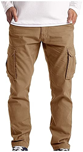 SIYAN Herren Cargohose Mit Großen Seitentaschen Herren Jogging Sporthose Freizeit Arbeit Lässige Trainingsbekleidung Mode Sporthose Streetwear Trekkinghose(Khaki,3XL)