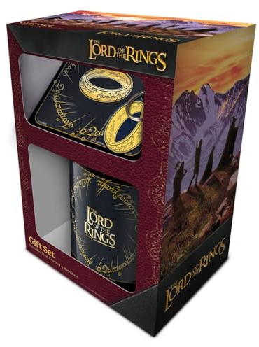 Pyramid International The Lord of The Rings presentset – inkluderar 312 ml mugg, underlägg och nyckelring – fantastiskt val för fantasy-fans – en storlek