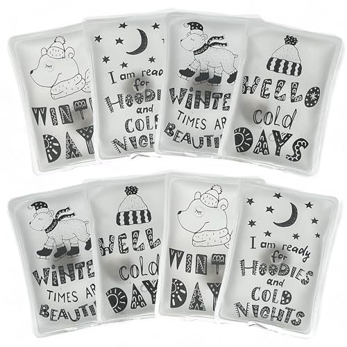 MIJOMA 8er Set Handwärmer zum Knicken - Wiederverwendbare Taschenwärmer für Kinder & Erwachsene, Wärmeknickkissen mit trendigen Motiven, für kalte Tage unterwegs (Cold Days, 9,5 x 6,8 cm)