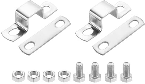 QUARKZMAN 2pz Morsetto a Sella a U, 20x20mm Fascette Stringitubo in Acciaio Inossidabile 304 Morsetti per Tubi per Porta Battente Chiusa Supporto Barra per Fissare Condutture Cavi