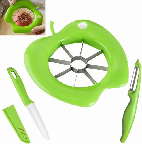 Juego de 3 accesorios de cocina, pelador de frutas, removedor de frutos, cortador de manzana