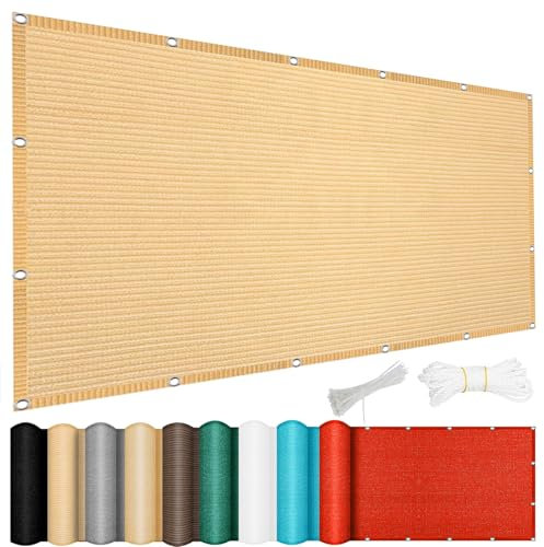 Sonnensegel Nach Maß mit Ösen 150 x 400 cm, Hdpe-Gewebe, Luftdurchlässig, Wasserdurchlässig, Sonnensegel Atmungsaktiv Segel, für Terrasse, Garten, Balkon, Beige