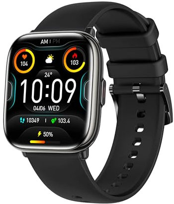 SEND UP 2025 novità Smartwatch Orologio intelligente AMOLED Chiamate Fitness Tracker Unisex Monitoraggio Frequenza cardiaca Saturimetro Pressione sanguigna Meteo Smart Watch NFC (Nero)