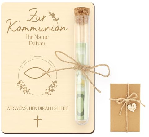 FIDWALL Holz Geldgeschenkgutschein Portemonnaie mit Trinkhalm und Geschenkbox Konfirmation Geschenk Geldgeschenk Geschenk für Mädchen (Konfirmation)