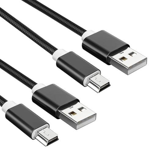Kmuqshy 2 Stück Mini USB Kabel, USB A auf Mini B Kabel, Kompatibel mit PS3 Controller Dashcam GPS Navi Blue Yeti TI-84 Plus CE MP3 Player Tiptoi Canon, Kabel für Externe Festplatte Geräte, 1M+2M