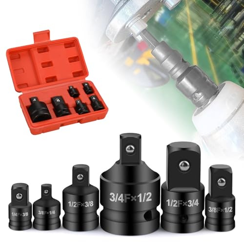 Tapsin Adapter Satz,6 Stück Adapter Satz Stecknussadapter Set | Steckschlüssel-Adapter,3/4auf1/2,1/2auf3/4,1/2auf3/8,3/8auf1/2,3/8auf1/4,1/4auf3/8Impact Socket Adapter