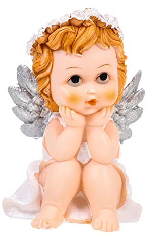 VICASKY Resin Figur mit Flügeln Dekorative Garten und Deko Handliche Tischskulptur Freundliche Schutzengel Ornament für Wohn und Schlafzimmer