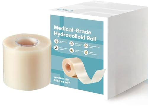 Medical Grade Hydrocolloid Roll - 5 cm x 5 m Hydrokolloid RolleFür Wundverbände, Hydrokolloid Pflaster Rolle, Silikon Narbenpflaster, Wasserdicht Hydrocolloid Patches, Kann Geschnitten Werden (10cm)