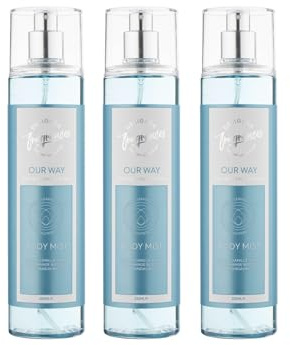 Designer Fragrances 3 Pack Our Way Bundle - Women's Feminine Body Mist Sprays - For Silky Soft, Beautifully Smelling Divine & Fresh Skin, Revitalizing, Hydrating - Great Gifts - 250ml