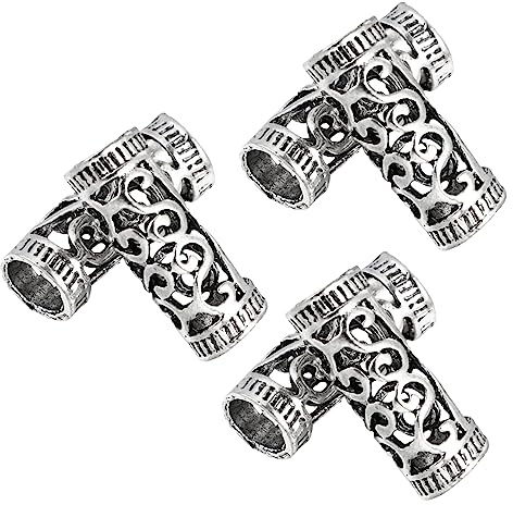 VALICLUD 6pcs Alloy Hair Braid Rings Durable Hollow Dreadlock for Women DIY Hair Jewelry Accessories Silver Vintage Style