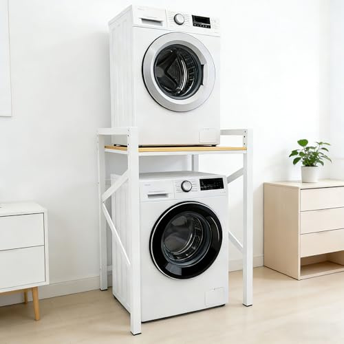 Waschmaschinenregal, Regal über waschmaschine, 3-stufige Höhenverstellung, 400 kg Tragkraft, Waschmaschinen Trockner Schrank für Waschmaschine und Trockner 70x57x110cm