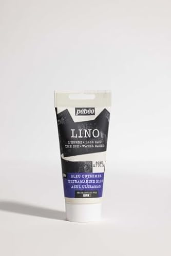 Pébéo Tinta Linograbado AZUL Ultramar 80 ml – Tinta Lino al Agua Ultra Pigmentada y Opaca, Impresión sobre linóleo y papel, Limpieza fácil