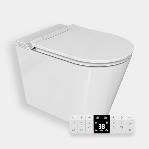 MEWATEC EasyUp 2.0 E1600B - Juego de inodoro de ducha con desagüe de pared