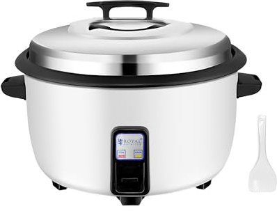 Royal Catering Elektrisk riskokare 27 L 3 600 W för upp till 70 portioner automatisk varmhållningsfunktion non-stick beläggning inklusive mätkopp och rissked multikokare