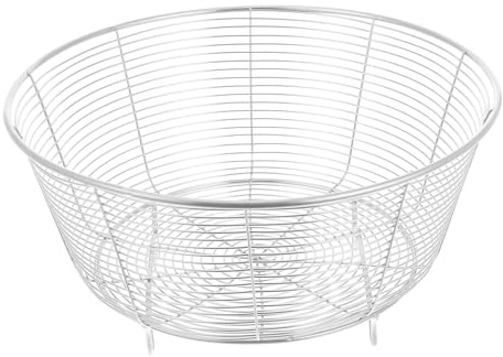 Lurrose Frutero de Acero Inoxidable 22 CM Cesta para Almacenar Fruta con Base Plana Ventilada Diseño Moderno Multifuncional para Cocina y Comedor Cesta de Frutas y Verduras de Alambre