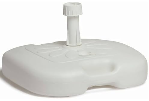 Fiore Design Base per Ombrellone in Rotondo in ABS Bianco/Nero Riempibile con Acqua Sabbia capacità 18LT per Giardino,Spiaggia,Terrazzo (Bianco)