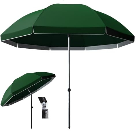Generico Ombrellone da Giardino Esterno Grande, Parasole Regolabile 220-280cm Resistente A Pioggia E Sole, Blu Verde Rosso Amaranto, Giardino, Spiaggia, Cortile, Mercato(Green,220cm/7.2ft)