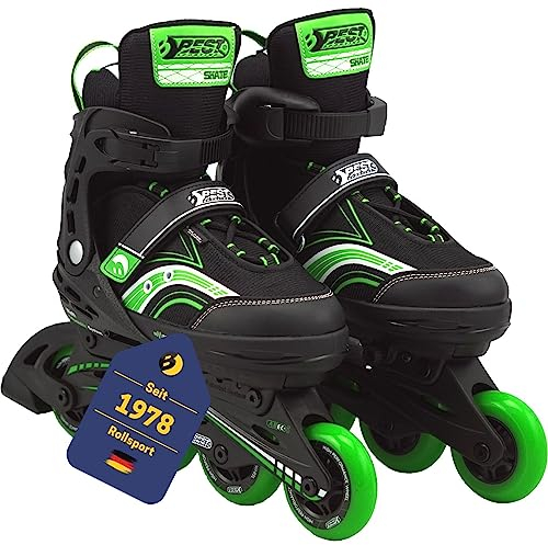 Best Sporting Inline Skates Kinder I Rollschuhe größenverstellbar 29-34 I robuste Inliner für Jugendliche mit Bremse I grün - schwarz I Rollerskates Schuhe Kinder I Inliner mit 4 Rollen