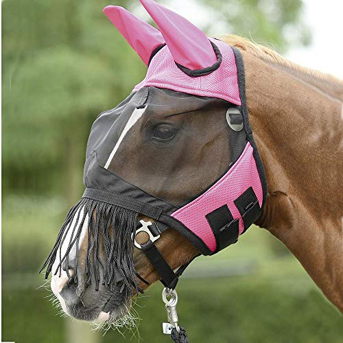 BUSSE everline Fliegenmaske FLY COVER FRANSEN Warmblut, extra groß, pink/schwarz