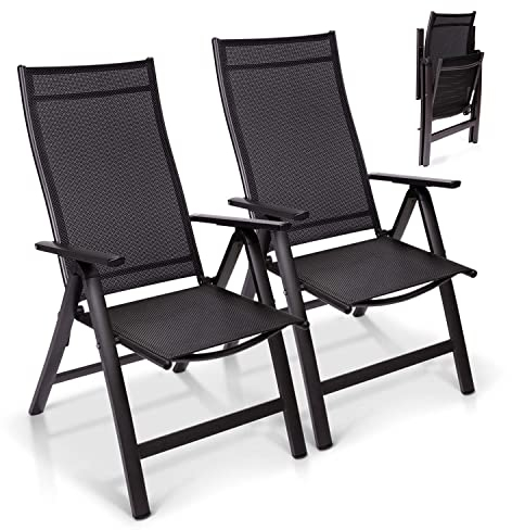 Homeoutfit24 London Gartenstühle 2er Set, Made in Europe, Balkonstuhl klappbar, Hochlehner Gartenstuhl, Esszimmerstuhl, Balkon & Terrasse, verstellbar, Terrassenmöbel, Campingstühle, wetterfest