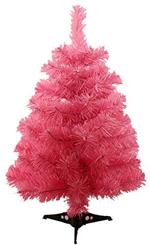Fouriding Árbol de Navidad Artificial con 3 Pie de Plástico para Navidad Festival Decoración del Partido 60CM Rosa