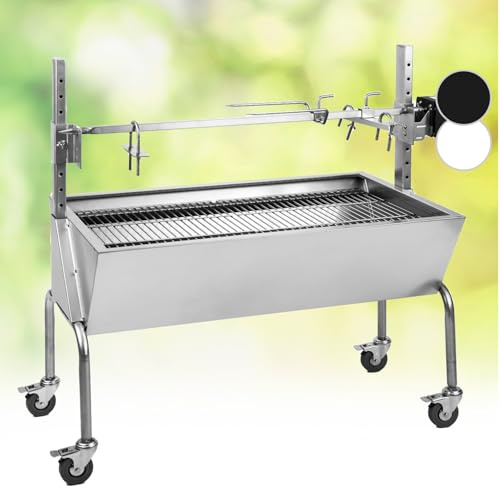 Oneconcept Tourne Broche Electrique 2 en 1, Mechoui, Rotisserie et Gril de Barbecue, Broche Cochon de Lait, Tourne Broche Barbecue avec Vitre, Rotissoire, Housse de Pluie