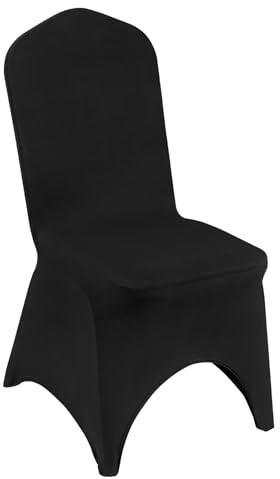 VEVOR 50 Pcs Black Chair Covers Polyester Spandex Stretch Slipcovers for Wedding Party Dining Banquet Arched-Front Chair Covers