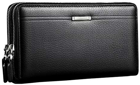 Xieben Vintage Cuir Sac à Main Portefeuille D'embrayage Pour Hommes Phone Titulaire Sac De Poignet Wristlet Poche à Monnaie Business Noir