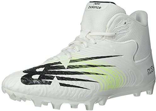 New Balance mens Rush V3 Mid Lacrosse Shoe, White/Bleached Lime Glo, 11.5 US