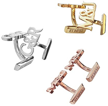 Albertband Personalisierte Manschettenknöpfe mit A-Z Alphabet Buchstaben Graviert 2 PCS Name Manschettenknöpfe für Männer Business Party Weihnachten Bräutigam Trauzeuge Geburtstag