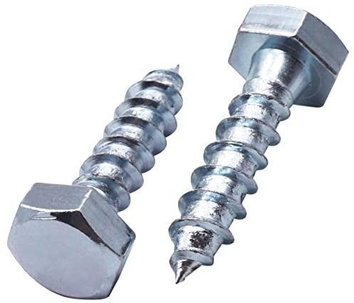 SKIR'CO (15 pcs) DIN 571 Zinc Plated Steel Hexagon Head Wood Screws M10 x 40 mm, Coach Screws, Hex Screw, Lag Bolts