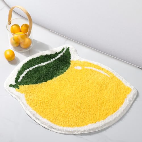 FROZZUR Badezimmerteppich, saugfähig, rutschfest, für Badezimmer, niedlich, gelb, lustig, Badematte, Duschvorleger, waschbar, geformt, für Bad, Küche, Weihnachten