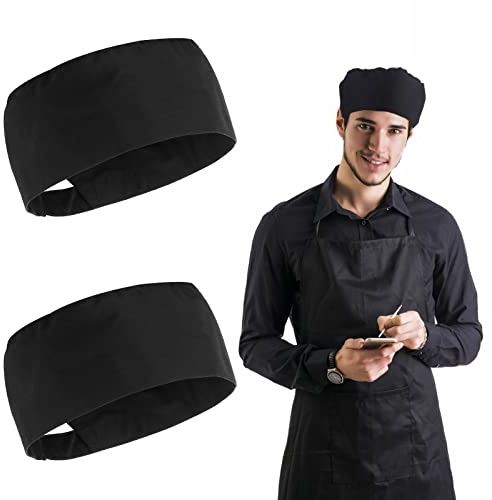 Lusofie 2 Stück Schwarze Kochmütze Herren | Verstellbare Kochmützen Damen mit Atmungsaktivem Mesh Oberteil Kochhut für Die Küche zu Hause Restaurant Kochhaube