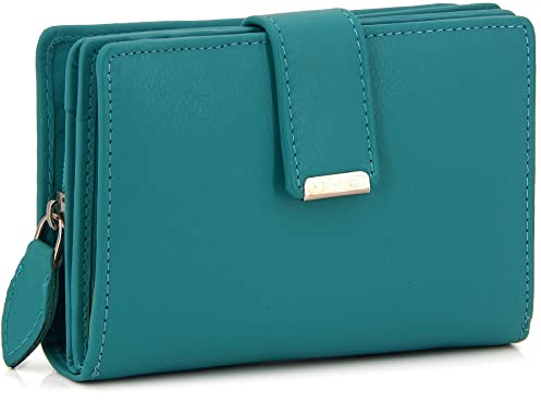 ekavale Damen Geldbörse aus weichem Leder mit RFID-Schutz - Damen-Portemonnaie (Grün)