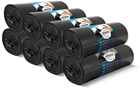 Bolsas de basura de 240 litros, 70 μ, de aIta calidad, resistentes, XL, para industria, extremadamente resistentes, rollo de bolsas negras para cubos de basura, bolsas de basura 135 bolsas