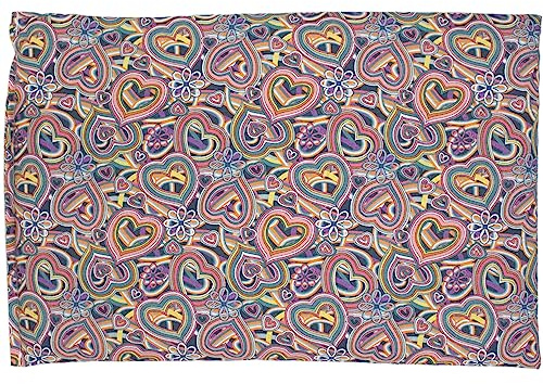Coussin aux pépins de raisins - 30x20cm - psychédélique coeurs coton bio- Coussin thermique - Coussin aux graines - Bouillotte sèche - Compresse froide -